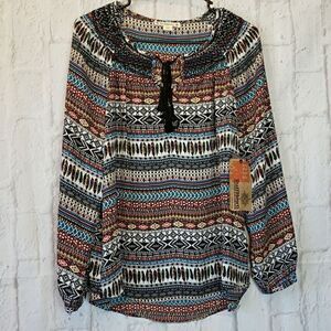 RUFF HEWN L/S Flowy Colorful Boho Top